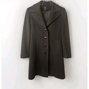 Vintage LL Collezioni Italia Cashmere Lambswool Long Coat Size 2P Brown Petite